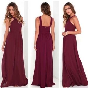 Lulus Air of Romance Burgundy Maxi Dress